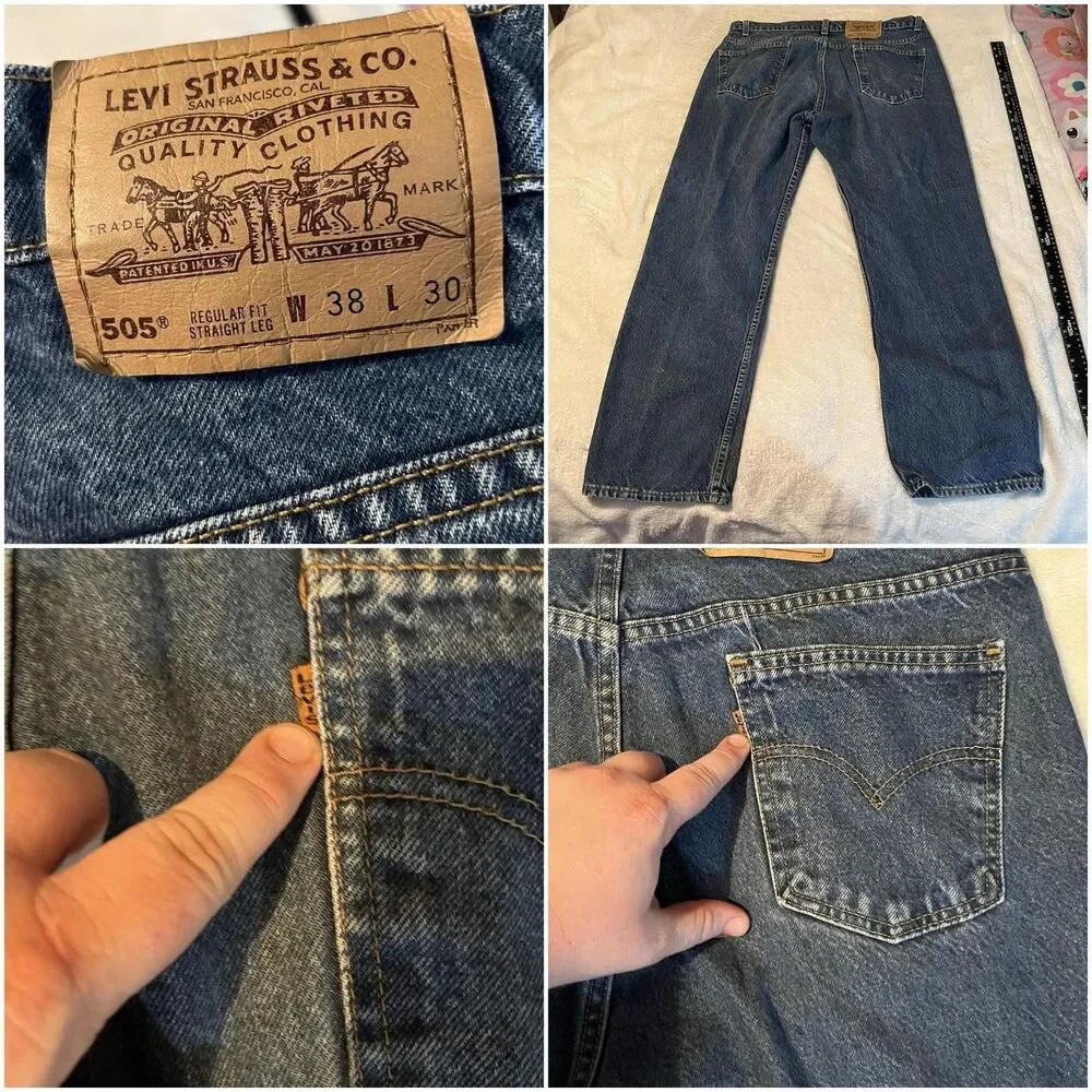 Vintage Levi's 505 Jeans Mens 38 Regular Straight Leg W38 L30 OrangeTab USA